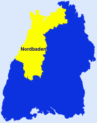 Karte des JuLis-Bezirksverbandes Nordbaden